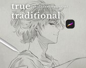 True Traditional Sketch Brush Set - Pencil Lineart Procreate Brush Pack iPad, Digital Drawing Brushes, Character Sketch and Ink Fineline Art