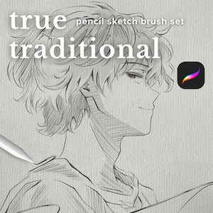 True Traditional Sketch Brush Set - Pencil Lineart Procreate Brush Pack iPad, Digital Drawing Brushes, Character Sketch and Ink Fineline Art