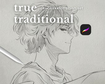 True Traditional Sketch Brush Set - Pencil Lineart Procreate Brush Pack iPad, Digital Drawing Brushes, Character Sketch and Ink Fineline Art