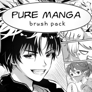 Pure Manga Procreate Brush Set - Lineart and Color Ink Brush Pack iPad, Digital Drawing Brush Bundle, Character Sketch and Fine Line Brushes