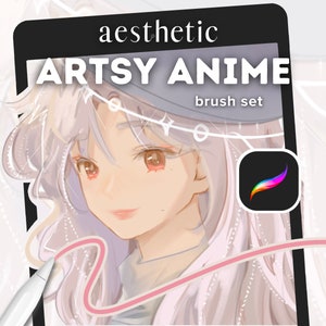 Aesthetic Artsy Anime Brush Set - Lineart Color Brush Pack iPad, Digital Drawing Procreate Brushes, Character Sketch and Coloring Brushes