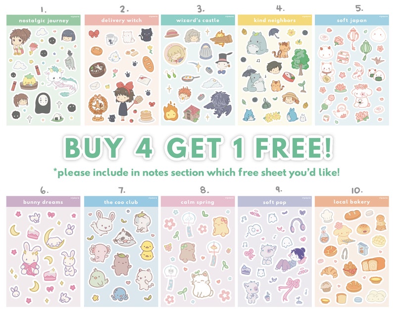 Cute Sticker Sheet - Planner Journal Stickers Soft Anime, Cute Kawaii ...