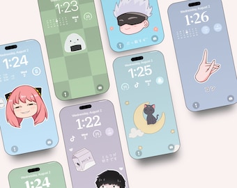 Soft Anime Inspired Minimal Kawaii Cute Lofi Mobile Phone Wallpaper Pack - Cute Wallpaper, Digital Wallpaper, Anime Wallpaper,