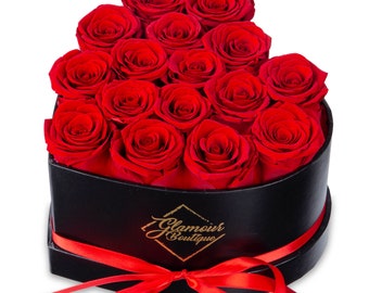 Handmade 16-Piece Forever Rose Box - Preserved Roses in a Box, Immortal Roses in a Box That Last A Year - Eternal Rose Preserved Flowers