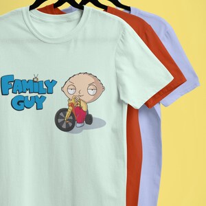 Stewie Griffin On Bike T Shirt / Family Guy / Trendy Custom T-shirt / Artistic Men and Women Tee / Gift for Him / Gift for her