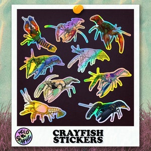 Stickers écrevisses holographiques