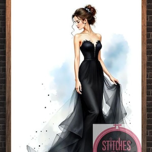 Black Elegance - Getelde kruissteekpatronen - Afdrukbare tabel in pdf-formaat Handwerken Borduren Knutselen DIY DMC-kleur
