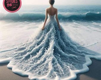 Ocean girl- Counted Cross Stitch Patterns - Printable Chart PDF Format Needlework Embroidery Crafts DIY DMC color