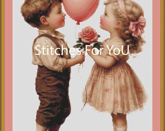 Sweet Moments: A Childhood Romance in Stitches Counted Cross Stitch Patterns - Printable Chart PDF Format