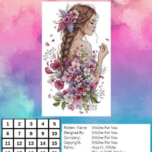 Bloesems van genade - getelde kruissteekpatronen - afdrukbare grafiek pdf-formaat handwerken borduren ambachten DIY DMC kleur