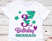 Birthday Mermaid 3rd Birthday Party Mermaid Birthday Princess Ariel Shirt Gift for Girls INSTANT DOWNLOAD digital design svg dxf png