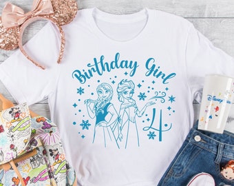4. Geburtstag Prinzessin Elsa und Anna Geburtstag Mädchen Sublimation Png Prinzessin Geburtstagsparty INSTANT DOWNLOAD digitales Design svg png dxf