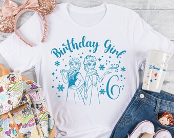 6. Geburtstag Prinzessin Elsa und Anna Geburtstag Mädchen Sublimation Png Prinzessin Geburtstagsparty INSTANT DOWNLOAD digitales Design svg png dxf