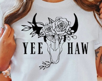 Yeehaw SVG | Floral Cow Skull | Cow Skull Shirt | Western | Country | Southern | Cowgirl INSTANT DOWNLOAD digital design svg, png, dxf files