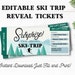 Editable Ski Trip Reveal Ticket, Ski Lift Pass, Customizable Instant Download and Print PDF ...