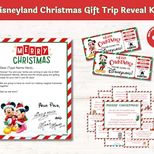 Christmas Gift Trip Reveal Kit California Theme Park Mickey Scavenger Hunt Tickets Letters from Mickey and Minnie Instant Download PDF