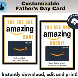 Tarjeta del Día del Padre editable, Regalo de último minuto para papá, padrastro, Papá, Tarjetero personalizable en Canva, Descarga, edición e impresión instantáneas