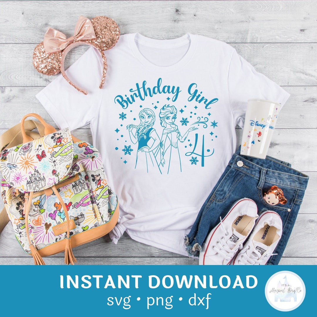 4th Birthday Princess Svg Elsa and Anna Birthday Girl Sublimation Png