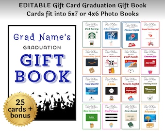 Editable Graduation Gift Card Book Last Minute Gift for Grad Gift Card Holder Customizable in Canva | Instantly Download, Edit and Print