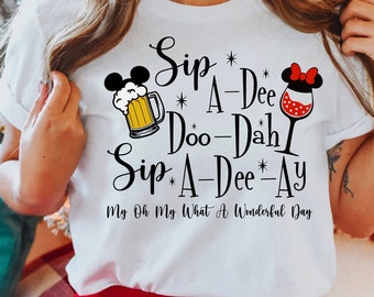 Epcot Drinking Shirt SVG Drinking Around the World Mickey and Minnie Sip A Dee Doo Dah INSTANT DOWNLOAD digital design svg png dxf