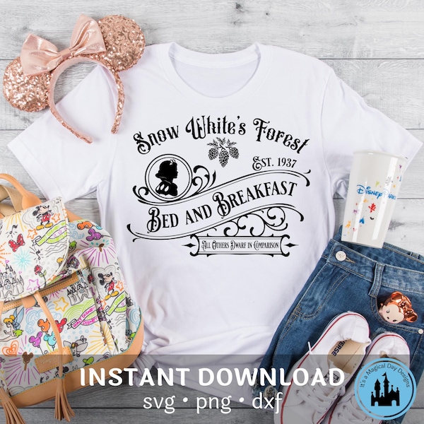 Blancanieves Bed and Breakfast DESCARGA INSTANTÁNEA diseño digital para máquinas de corte Cricut SVG PNG DXF Siete Enanitos