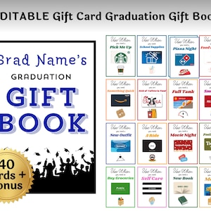 Editable Graduation Gift Card Book Last Minute Gift for Grad Gift Card Holder Customizable in Canva | Instantly Download, Edit and Print