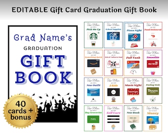 Editable Graduation Gift Card Book Last Minute Gift for Grad Gift Card Holder Customizable in Canva | Instantly Download, Edit and Print