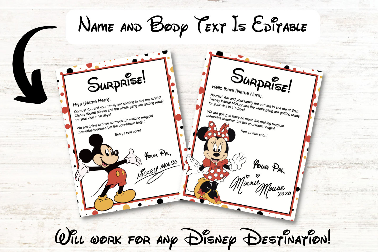 Editable Letters From Mickey and Minnie Trip Reveal - Etsy