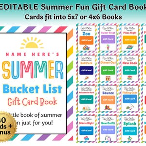 Libro di carte regalo modificabile Summer Fun, regalo dell'ultimo minuto per bambini, adolescenti o giovani adulti, personalizzabile in Canva / download immediato, modifica e stampa