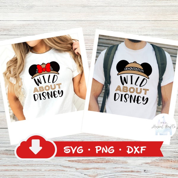 Wild About Mickey Minnie Safari INSTANT DOWNLOAD Digital Design for Cricut SVG Animal Kingdom Family Couple Matching Vacation Shirts