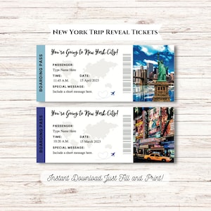 Editable New York Trip Surprise Ticket Gift for Her Gift for Him INSTANT DOWNLOAD Editable and Printable Digital File Fillable PDF