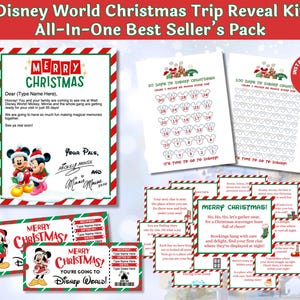 WDW Christmas Gift Trip Reveal Kit Florida Theme Park Scavenger Hunt Tickets Letters from Mickey and Minnie, Customizable digital download