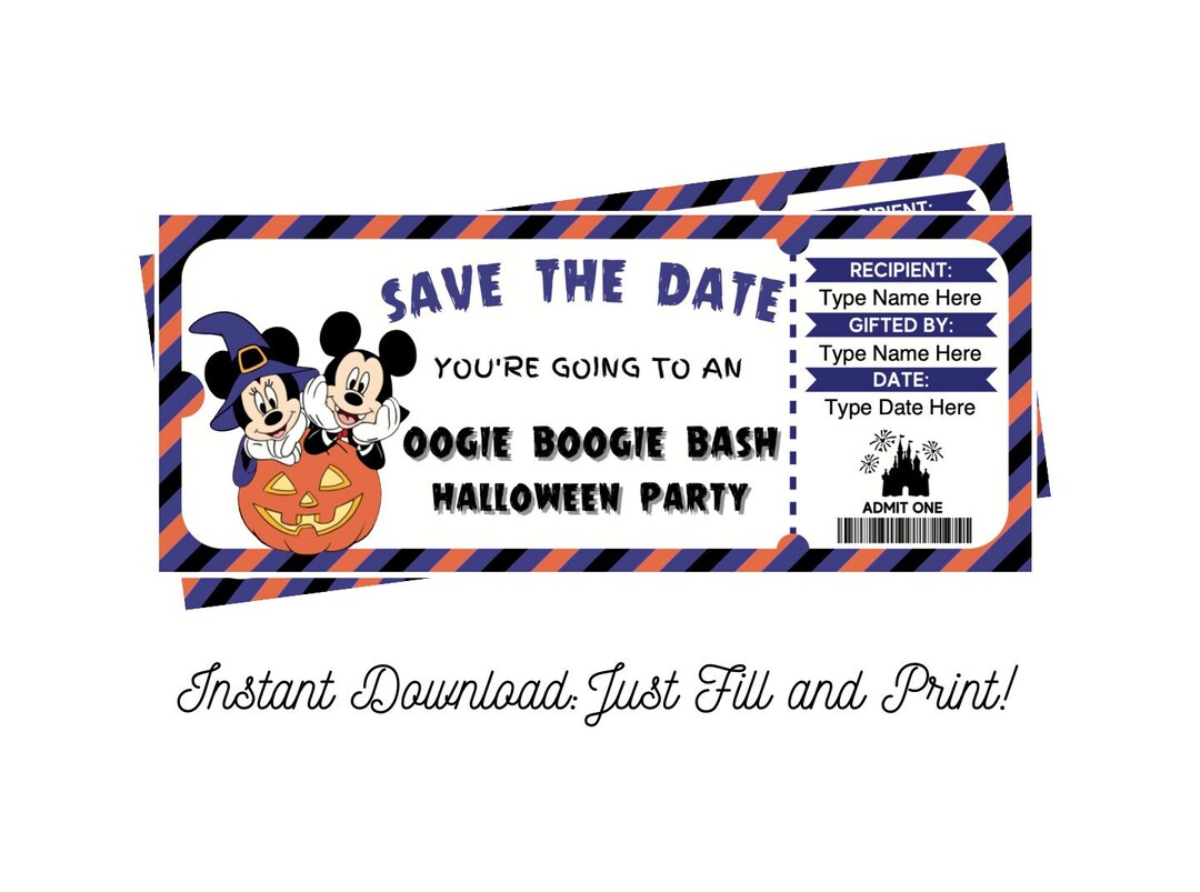Oogie Boogie Bash Surprise Ticket INSTANT DOWNLOAD Editable Etsy