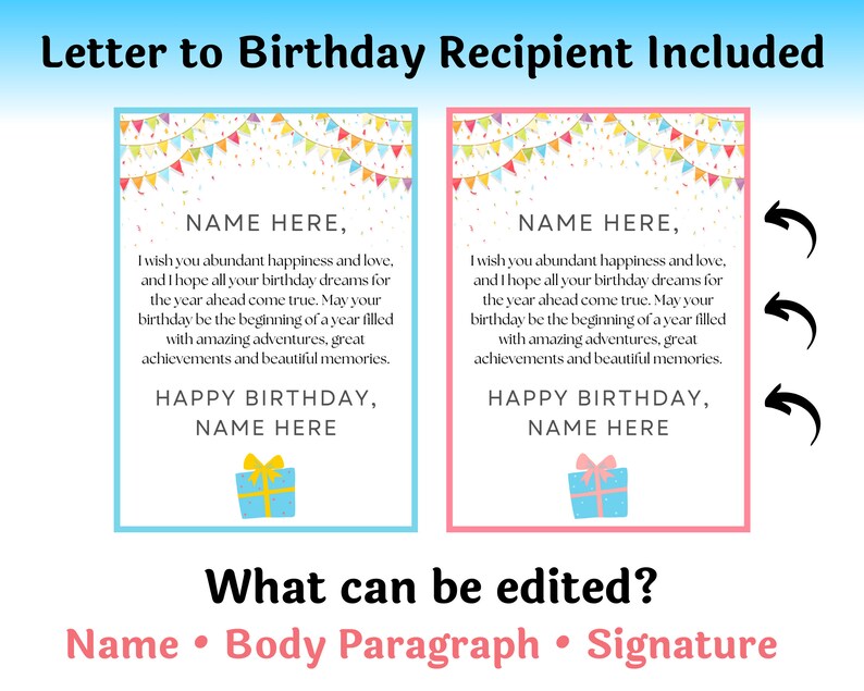 Editable Birthday Gift Card Book Last Minute Birthday Gift Adult Birthday Card Holder Customize in Canva | Instant Download, Edit and Print image 4