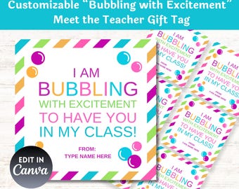 Back To School Student Gift Bubble, Bubbling With Excitement First Day Of School Student Gift Meet The Teacher Bubble Tag, Open House Favor
