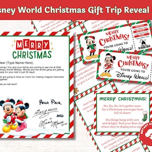 Christmas Gift Trip Reveal Kit Florida Theme Park Mickey Scavenger Hunt Tickets Letters from Mickey and Minnie Instant Digital Download PDF