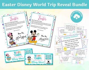 Florida Theme Park Trip Reveal Bundle Easter Gift Tickets Scavenger Hunt Letters from Mickey and Minnie, Customize & Print PDF download