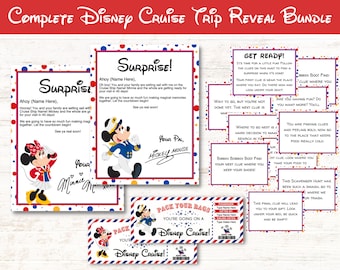 Mickey Cruise Trip Reveal Bundle, Schnitzeljagd, Tickets, Briefe von Mickey und Minnie, anpassen und drucken PDF digitaler Download