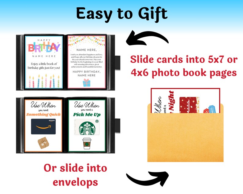 Editable Birthday Gift Card Book Last Minute Birthday Gift Adult Birthday Card Holder Customize in Canva | Instant Download, Edit and Print image 2