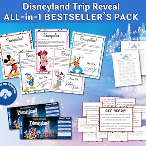 DL Theme Park Trip Reveal Bundle Mickey Scavenger Hunt Tickets Letters from Mickey and Friends, Customize and Print PDF digital download