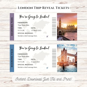 Editable London Trip Surprise London Ticket Gift for Her Gift for Him INSTANT DOWNLOAD Editable and Printable Digital File Fillable PDF
