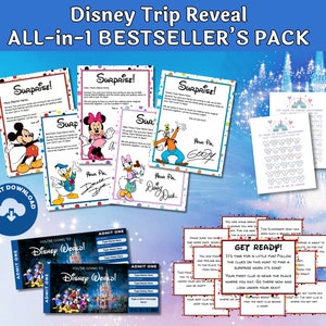 BTW Theme Park Trip Reveal Bundle Mickey Schnitzeljagd Tickets Briefe von Mickey und Freunden, anpassen und drucken, PDF digitaler Download