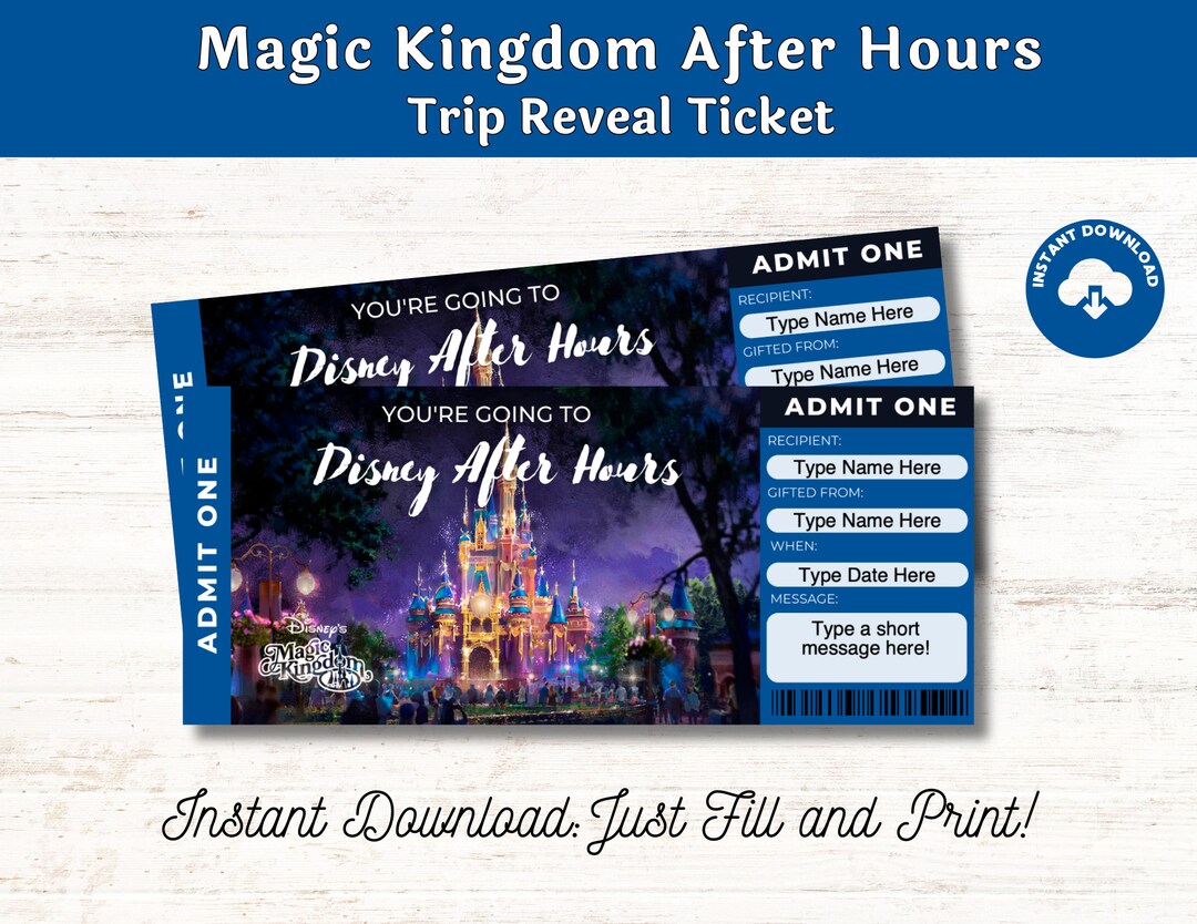 Editable Magical Kingdom After Hours Ticket Surprise Trip Reveal ...