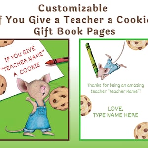 Modifiable si vous offrez un cookie à un enseignant, livre cadeau mignon cadeau pour les enseignants personnalisable en toile | Téléchargez, modifiez et imprimez instantanément