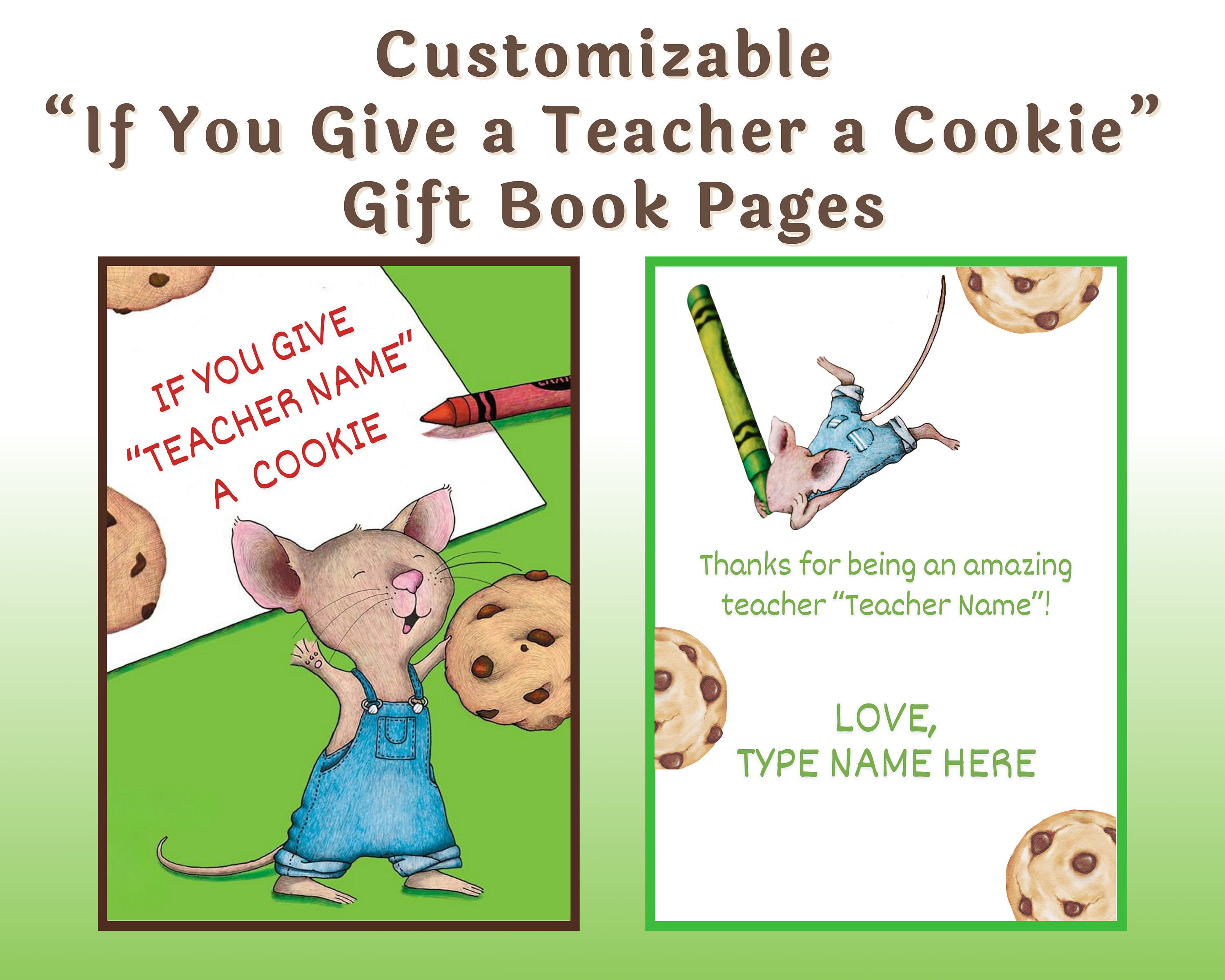 editable if you give a teacher a cookie gift book cute gift for