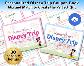 Mickey Theme Park Coupon Gift Book Vouchers Rewards for Kids Vacation Spending Coupons INSTANTLY Download Customize and Print