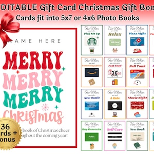 Livro de cartões-presente de Natal editável Use quando o suporte para cartão-presente de Natal Presentes de Natal Personalize no Canva | Download instantâneo, edite e imprima