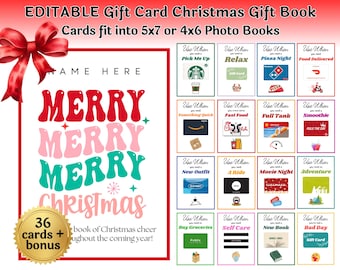 Christmas Gift Card Book Editable Use When Christmas Gift Card Holder Christmas Gifts Customize in Canva | Instant Download, Edit and Print