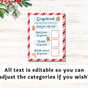 Christmas Party Gingerbread Decorating Contest Gingerbread Voting Cards ...