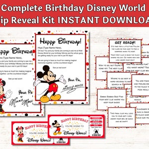 Florida Theme Park Birthday Trip Reveal Bundle Mickey Scavenger Hunt Letters from Mickey and Minnie, Customize & Print PDF digital download